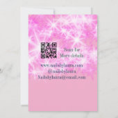 ピンクガーリーパステルグリッター爪、 ネイルの追加サイトq 招待状 (裏面)