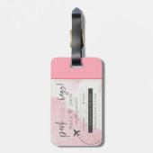 ピンクガーリーパックあなたバッグ結婚式の日付を保存 ラゲッジタグ (裏面縦)
