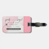 ピンクガーリーパックあなたバッグ結婚式の日付を保存 ラゲッジタグ (裏面横)