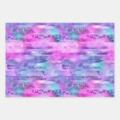 ピンクガーリーパープルアクアグリジーなマーメイドストライプズ ラッピングペーパーシート (正面)