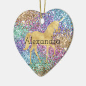 ピンクガーリーパープルアクアミント金ゴールドユニコーンスパークル セラミックオーナメント (左)