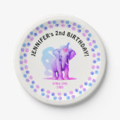 ピンクガーリーパープルエレファントカブジャングル絵を描動物 ペーパープレート (正面)