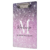 ピンクガーリーパープルグラデーショングリッターモノグラム名 クリップボード (左)