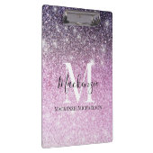 ピンクガーリーパープルグラデーショングリッターモノグラム名 クリップボード (右)