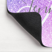 ピンクガーリーパープルグリッタースパークルズモノグラム名 マウスパッド (コーナー)