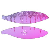 ピンクガーリーパープルグリッタースパークルドリップスモノグラム バスケットボール (パネル)