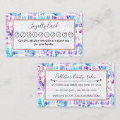 ピンクガーリーパープルティール（緑がかった色）アート抽象芸術幾何学的 ロイヤリティカード (正面/裏面)