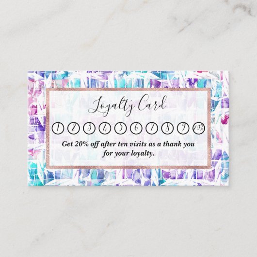 ピンクガーリーパープルティール（緑がかった色）アート抽象芸術幾何学的 ロイヤリティカード (正面)