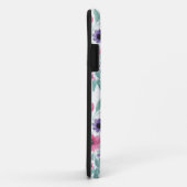 ピンクガーリーパープルティール(緑がかった色)水彩フローラモノグラム Case-Mate iPhoneケース (裏面/右)