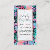 ピンクガーリーパープルティール（緑がかった色）水彩花葉色 ロイヤリティカード (裏面)