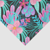 ピンクガーリーパープルティール（緑がかった色）水彩花葉色 薄葉紙 (詳細)