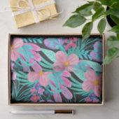 ピンクガーリーパープルティール（緑がかった色）水彩花葉色 薄葉紙 (ギフト)