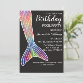 ピンクガーリーパープルネイビーマーメイドテールプール誕生日 招待状 (スタンド正面)