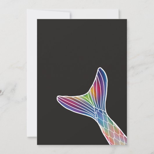 ピンクガーリーパープルネイビーマーメイドテールプール誕生日 招待状 (裏面)