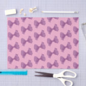 ピンクガーリーパープルボウベイビーシャワー誕生日 薄葉紙 (クラフト)