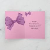 ピンクガーリーパープルボウ誕生日 カード (内部)