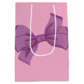 ピンクガーリーパープルボウ赤ちゃんシャワーまたは誕生日 ミディアムペーパーバッグ (裏面)