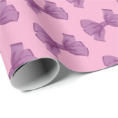 ピンクガーリーパープルボウ赤ちゃんシャワー ラッピングペーパー (ロールコーナー)