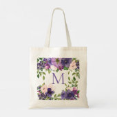 ピンクガーリーパープルモノグラム水彩フローラ トートバッグ (裏面)