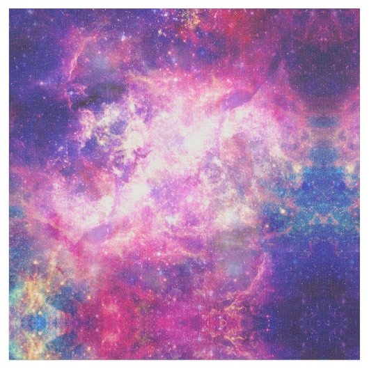 ピンクガーリーパープル宇宙星雲銀河系 ファブリック (クローズアップ)