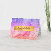 ピンクガーリーパープル金ゴールドハートカスタム誕生日 カード (正面)