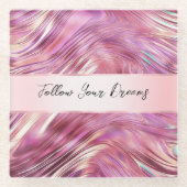 ピンクガーリーパールバラ金ゴールドグラム ガラスコースター (正面)