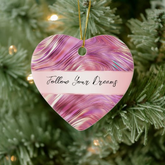 ピンクガーリーパールバラ金ゴールドグラム セラミックオーナメント (ツリー)