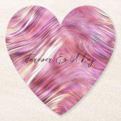 ピンクガーリーパールバラ金ゴールドグラム ペーパーコースター (正面)