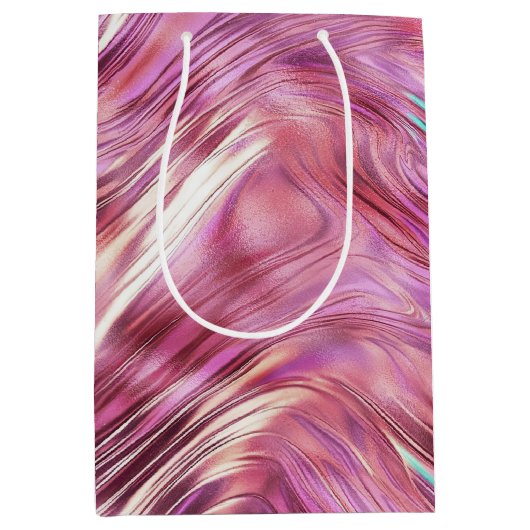 ピンクガーリーパールバラ金ゴールドグラム ミディアムペーパーバッグ (正面)