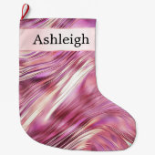 ピンクガーリーパールバラ金ゴールドグラム ラージクリスマスストッキング (正面)