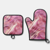 ピンクガーリーパールバラ金ゴールドグラム 鍋つかみ&鍋敷きセット (正面)