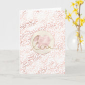 ピンクガーリーヒョウ印刷ハート金ゴールドグリッターラブ カード (黄色い花)