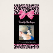 ピンクガーリーヒョウ柄かわいいボウフォトプライタグ (裏面)