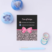 ピンクガーリーヒョウ柄かわいいボウ美しいブティック チラシ (シングル)