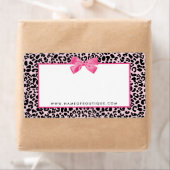 ピンクガーリーヒョウ柄かわいいボウ美しいブティック ラベル (インサイチュ)