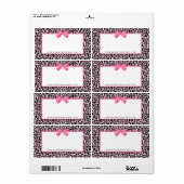 ピンクガーリーヒョウ柄かわいいボウ美しいブティック ラベル (フルシート)