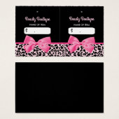 ピンクガーリーヒョウ柄ボーブティックつるラベル (正面&裏面)