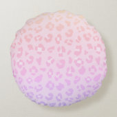 ピンクガーリーヒョウ柄モノグラパーソナライズされたム ラウンドクッション (裏面)