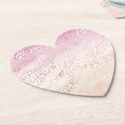 ピンクガーリーピーチグラムヒョウ印刷グラデーション絞り染め ペーパーコースター (アングル)
