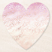 ピンクガーリーピーチグラムヒョウ印刷グラデーション絞り染め ペーパーコースター (正面)