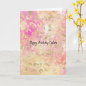 ピンクガーリーピーチグラム金ゴールドヒョウ印刷カード カード (黄色い花)