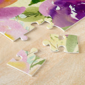 ピンクガーリーピーチパープルウォーター色フローラ ジグソーパズル (側面)