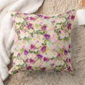 ピンクガーリーピーチパープルブルゴーニュ水カラーフローラ クッション (ブランケット)