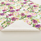 ピンクガーリーピーチパープルブルゴーニュ水カラーフローラ シェルパブランケット (3/4)