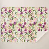 ピンクガーリーピーチパープルブルゴーニュ水カラーフローラ シェルパブランケット (正面(横))