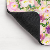 ピンクガーリーピーチパープルブルゴーニュ水カラーフローラ マウスパッド (コーナー)