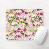 ピンクガーリーピーチパープルブルゴーニュ水カラーフローラ マウスパッド (マウス)