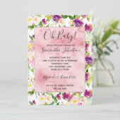 ピンクガーリーピーチパープルブルゴーニュ水カラーフローラ 招待状 (スタンド正面)