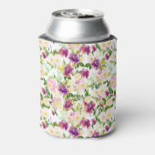 ピンクガーリーピーチパープルブルゴーニュ水カラーフローラ 缶クーラー (缶裏面)