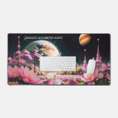 ピンクガーリーファンタジーユニコーン世界 デスクマット (キーボード&マウス)